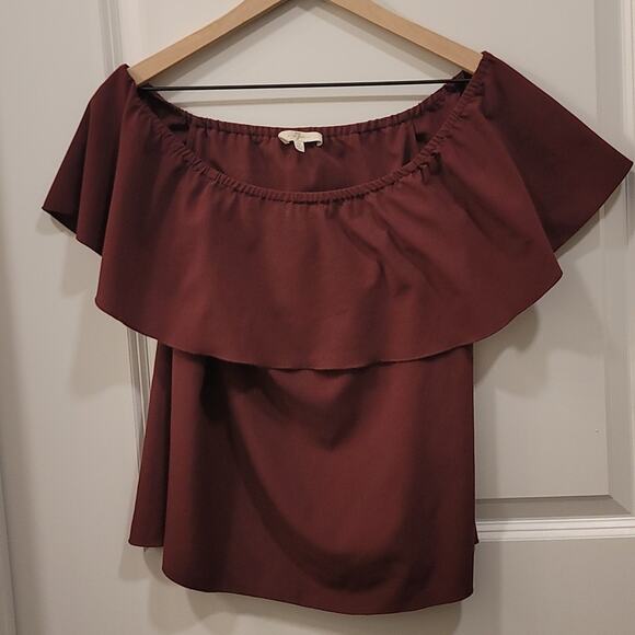 7 for All Mankind Plum Burgundy Off Shoulder Blouse - Picture 1 of 5